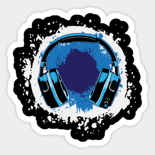 Headphones Art, Blue Sticker